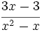 \cfrac{3x-3}{x^2-x}