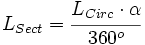 L_{Sect}=\cfrac{L_{Circ} \cdot \alpha}{360^o}