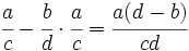 \cfrac{a}{c} - \cfrac{b}{d} \cdot \cfrac{a}{c} = \cfrac{a(d-b)}{cd}