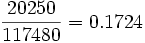 \frac {20250} {117480}= 0.1724