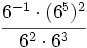 \cfrac{6^{-1} \cdot (6^5)^2}{6^2 \cdot 6^3}\;