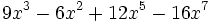 9x^3-6x^2+12x^5-16x^7\;