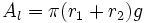 A_l=\pi (r_1+r_2)g\;\!