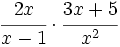 \cfrac {2x}{x-1} \cdot \cfrac {3x+5}{x^2}