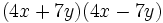 (4x+7y)(4x-7y)\,