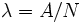 \lambda = A/N \,\!