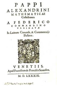 Portada de las Mathematicae Collectiones de Pappus, traducidas por Federico Commandino (1589).
